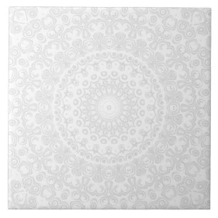 Wit op Witte Mandala Kaleidoscoop Medaillon Tegeltje