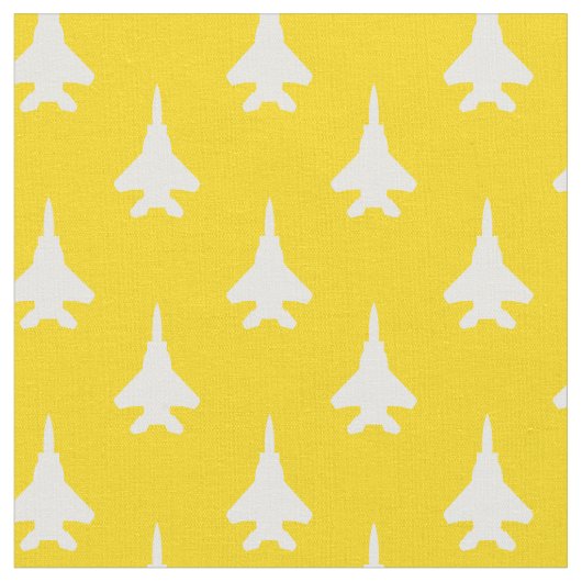 Wit op Yellow Strike Eagle Fighter Jet Pattern Stof (Close Up)