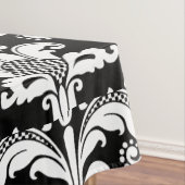 Wit op zwart  bloemdamast tafelkleed (Voorbeeld)