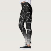 Wit op Zwart Chique hartS bloem Patroon Leggings (Links)