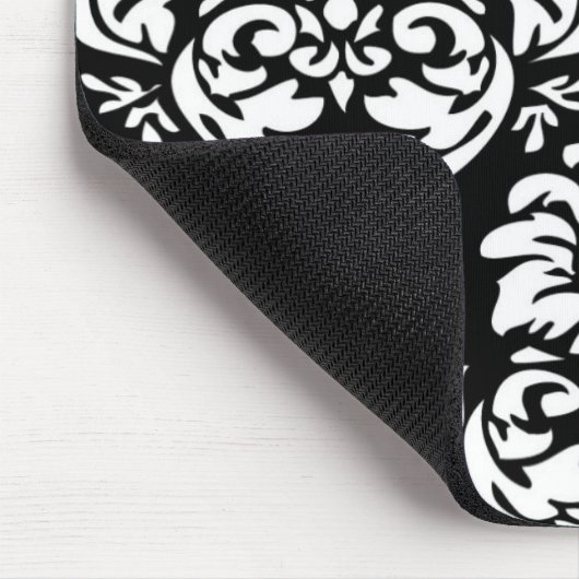 Wit op Zwart Damast Mousepad Muismat (Hoek)