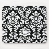Wit op Zwart Damast Mousepad Muismat (Voorkant)