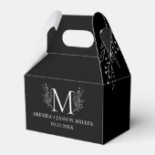 Wit op zwart Elegant monogram pasgetrouwd Bedankdoosjes (Achterkant)