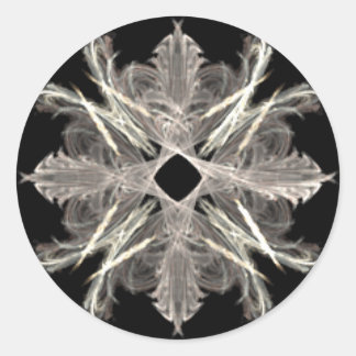 Wit op Zwart Fractal Art Design Ronde Sticker