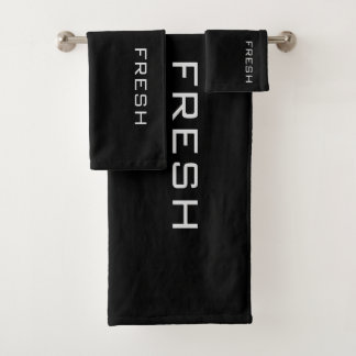 Wit op zwart FRESH Bad Handdoek