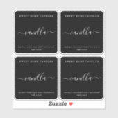 Wit op zwart gepersonaliseerde kaarsenlabel Sticke Sticker (Vel)