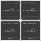 Wit op zwart gepersonaliseerde kaarsenlabel Sticke Sticker (Voorkant)