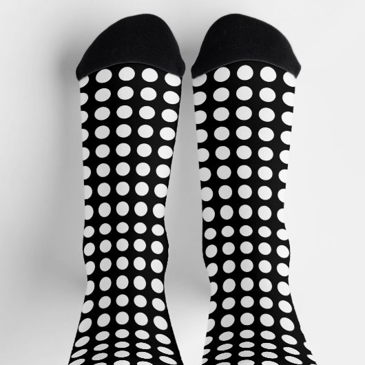 Wit op zwart groot formaat Horiz. Polka Dots Sokke Sokken (Top)