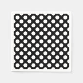 Wit op zwart groot formaat polka dots papier servet (Voorkant)