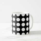 Wit op Zwart Groot Grootte Horizontale Polka Dots Koffiemok (Voorkant rechts)