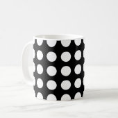 Wit op Zwart Groot Grootte Horizontale Polka Dots Koffiemok (Voorkant links)