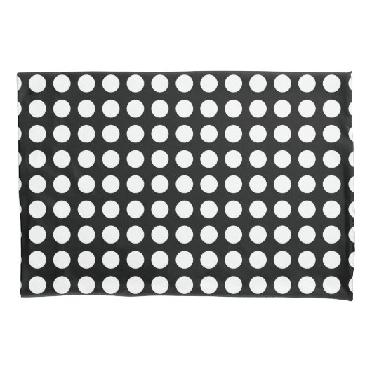 Wit op Zwart Groot Grootte Horizontale Polka Dots Kussensloop (Voorkant)