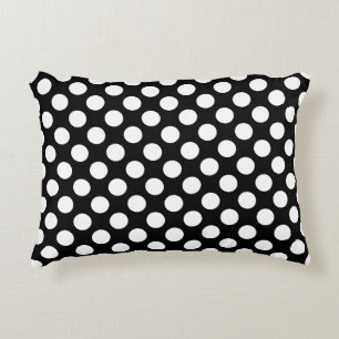 Wit op zwart grote grootte polka stippen accent kussen