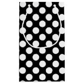 Wit op zwart grote grootte polka stippen klein cadeauzakje (Achterkant)