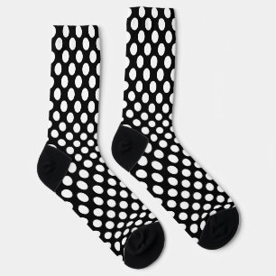 Wit op zwart grote grootte polka stippen Sokken