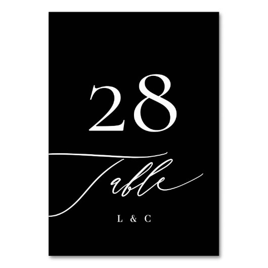 Wit op zwart | Kalligrafie Moderne bruiloft Kaart (Voorkant)