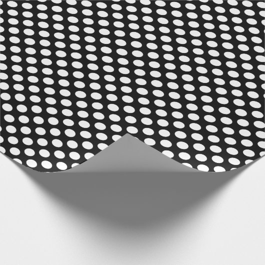 Wit op zwart klein formaat Polka stippen Cadeaupapier (Hoek)