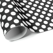 Wit op zwart klein formaat Polka stippen Cadeaupapier (Rol Hoek)