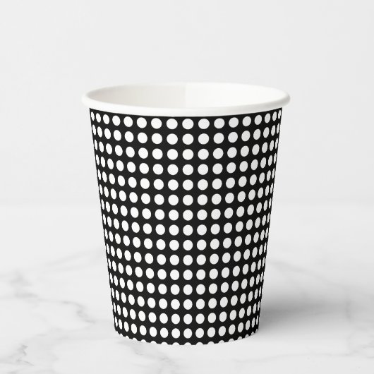 Wit op Zwart Klein Grootte Horizontale Polka Dots Papieren Bekers (Links)