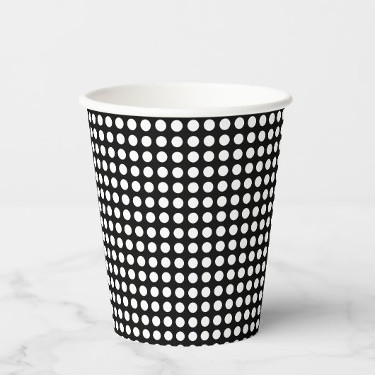 Wit op Zwart Klein Grootte Horizontale Polka Dots Papieren Bekers (Voorkant)