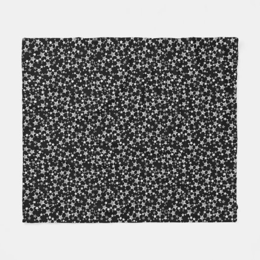 Wit op zwart | Lino Print Stars Patroon Fleece Deken (Voorkant (Horizontaal))