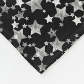 Wit op zwart | Lino Print Stars Patroon Fleece Deken (Hoek)