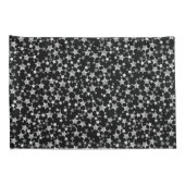 Wit op zwart | Lino Print Stars Patroon Kussensloop (Achterkant-Rechts)