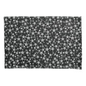 Wit op zwart | Lino Print Stars Patroon Kussensloop (Voorkant-Links)