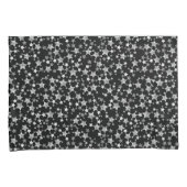 Wit op zwart | Lino Print Stars Patroon Kussensloop (Voorkant-Rechts)