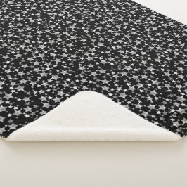 Wit op zwart | Lino Print Stars Patroon Sherpa Deken