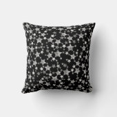 Wit op zwart | Lino Print Sterrenpatroon Kussen (Achterkant)
