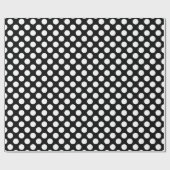 Wit op zwart Medium Size Polka Dots Cadeaupapier (Vlak)