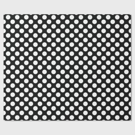 Wit op zwart Medium Size Polka Dots Cadeaupapier (Vlak)