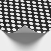 Wit op zwart Medium Size Polka Dots Cadeaupapier (Hoek)
