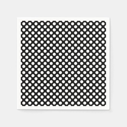 Wit op Zwart Medium Size Polka Dots Papier Servet (Voorkant)