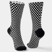 Wit op Zwart Medium Size Polka Dots Sokken (Gebogen)
