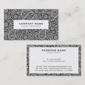 Wit op zwart  paisley patroon visitekaartje (Voorkant / Achterkant)