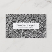 Wit op zwart  paisley patroon visitekaartje (Voorkant)