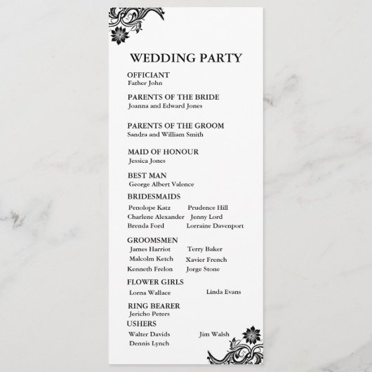 Wit op zwart plat programma programmakaart (Achterkant)