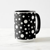 Wit op zwart polkadotpatroon mok (Voorkant rechts)