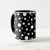 Wit op zwart polkadotpatroon mok (Voorkant links)