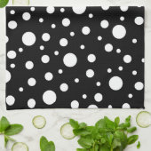 Wit op zwart polkadotpatroon theedoek (Gevouwen)