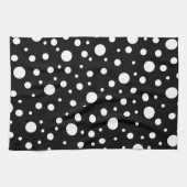 Wit op zwart polkadotpatroon theedoek (Horizontaal)