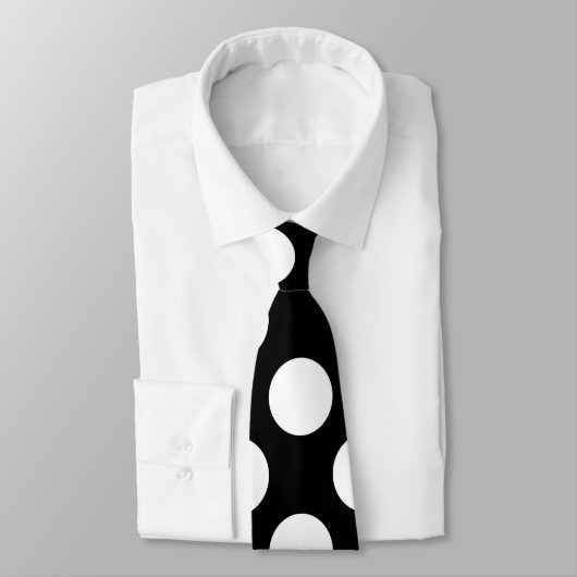 Wit op Zwart Reuzengrootte Polka Dots Stropdas (Gebonden)