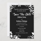 Wit op zwart Save The Date Invitation Kaart (Voorkant)