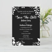 Wit op zwart Save The Date Invitation Kaart (Staand voorkant)