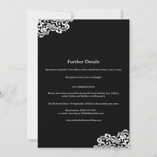 Wit op zwart Save The Date Invitation Kaart (Achterkant)