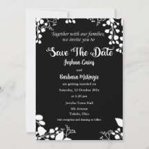 Wit op zwart Save The Date Invitation