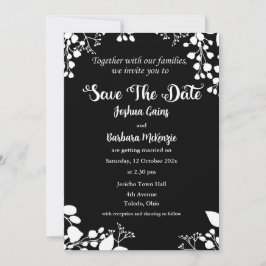 Wit op zwart Save The Date Invitation Kaart