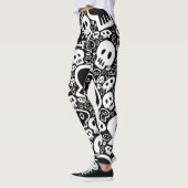 Wit-op-zwart schedelpatroon leggings (Links)